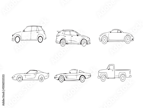 car line art drawing for stock site graphics