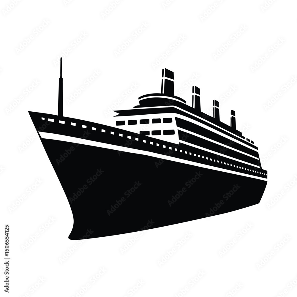 Obraz premium Cargo ship silhouette vector, Cargo ship vector 
