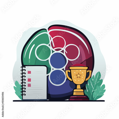 A colorful vector illustration of creative productivity tools designed for neurodivergent users, including mind mapping and energy-based planning.