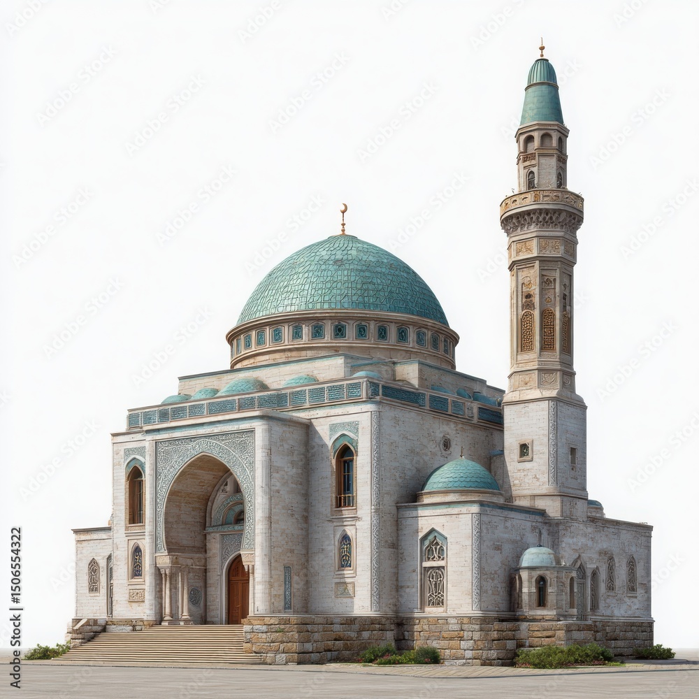 Fototapeta premium Detailed mosque architecture design on white background