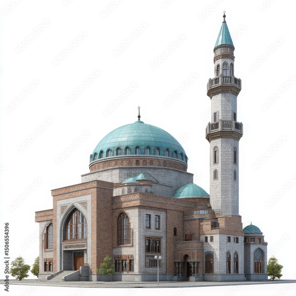 Fototapeta premium Grand mosque architecture design on white background