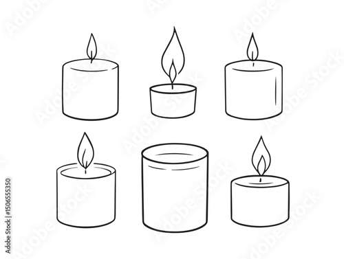 Candles line art illustration for peaceful cozy mood