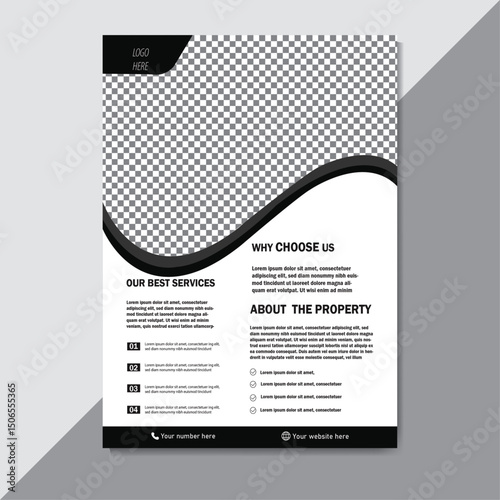 Simple and Clean flyer design Template with black and white color. 
