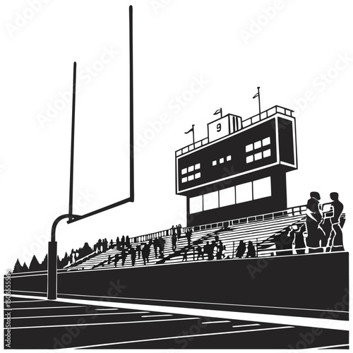 black silhouette of full stadium view from sideli