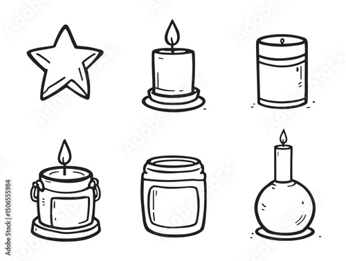 candle holder line art modern vintage outline illustration
