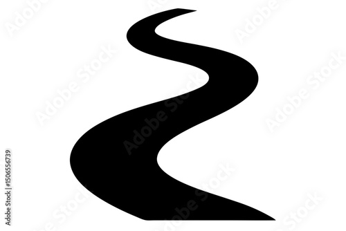 Winding road silhouette vector, curvy highway symbol vector