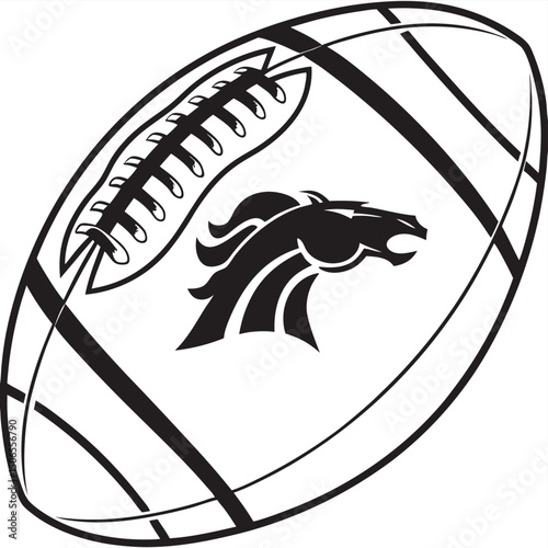 football with team logo black silhouette vector