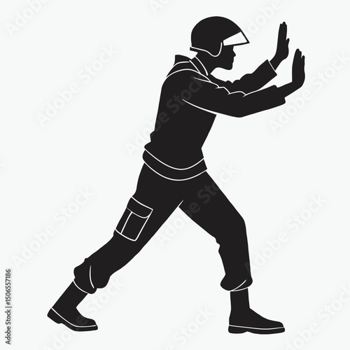 guard blocking black silhouette vector transpar