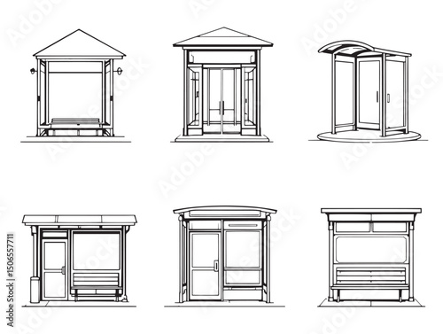 bus stop line art vector for modern urban design