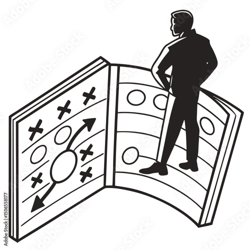 playbook open black silhouette vector transpare