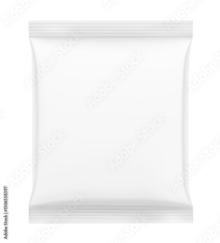 Blank realistic pillow bag mockup. Front view. Vector illustration isolated on white background. Perfect to create your final pack shot. EPS10.	