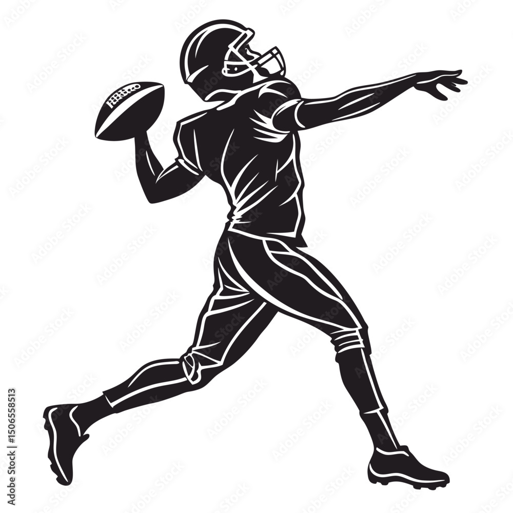 Naklejka premium quarterback throwing pass black silhouette vecto