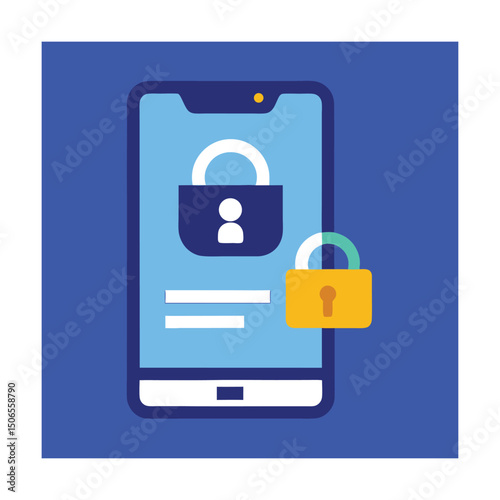 Mobile Screen with Security Padlock Icon
