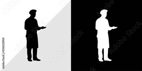 Chef Silhouette Culinary Art in Black and White
