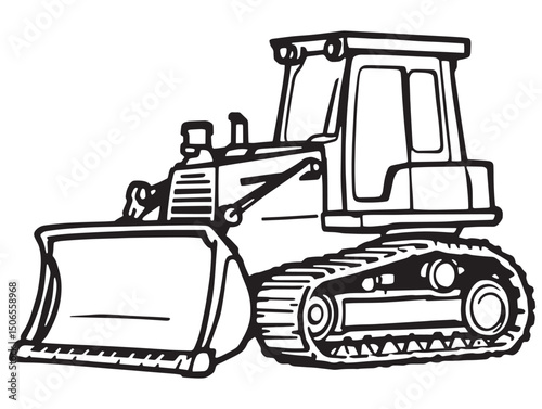 Simple bulldozer line art vector perfect for builders