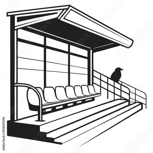 sideline bench black silhouette vector transpar