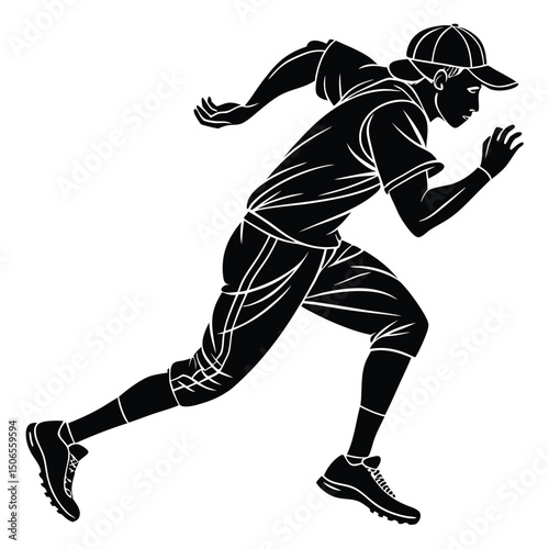 slot receiver in motion black silhouette vector