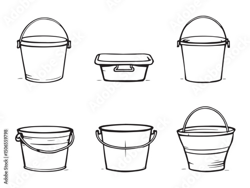 minimalist bucket line art vector drawing for stock