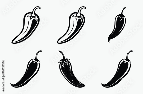 Hot Chili Pepper Silhouette Set