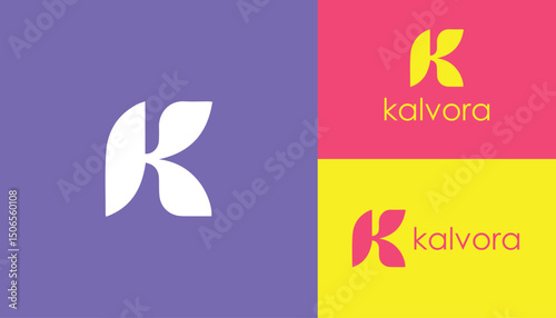 Modern Minimalist Letter K Logo Design with Floral Elements