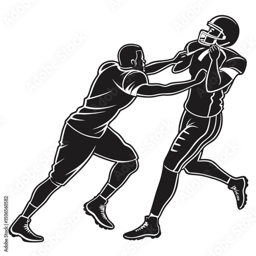 tight end blocking black silhouette vector tran