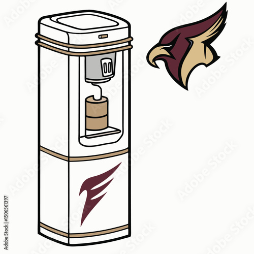 water cooler with team logo chestnut tan and pe