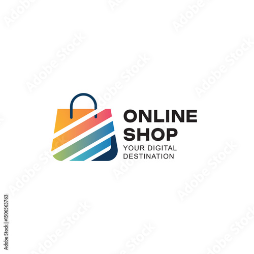 online shop logo and shopping bags logo vector	
