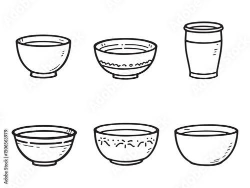 clean bowl line art drawing for versatile vector use