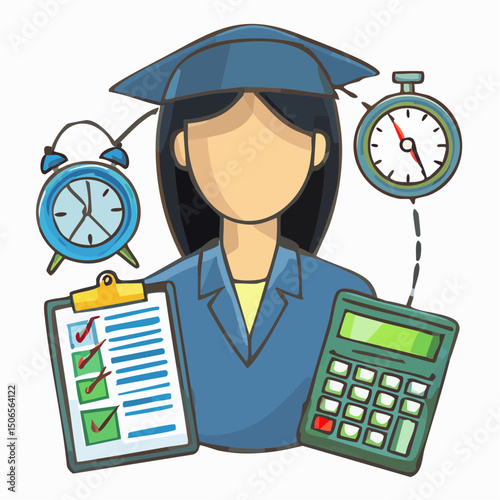 A clean vector illustration of student loan tools, showing debt tracking, repayment plans, and organized financial documents.