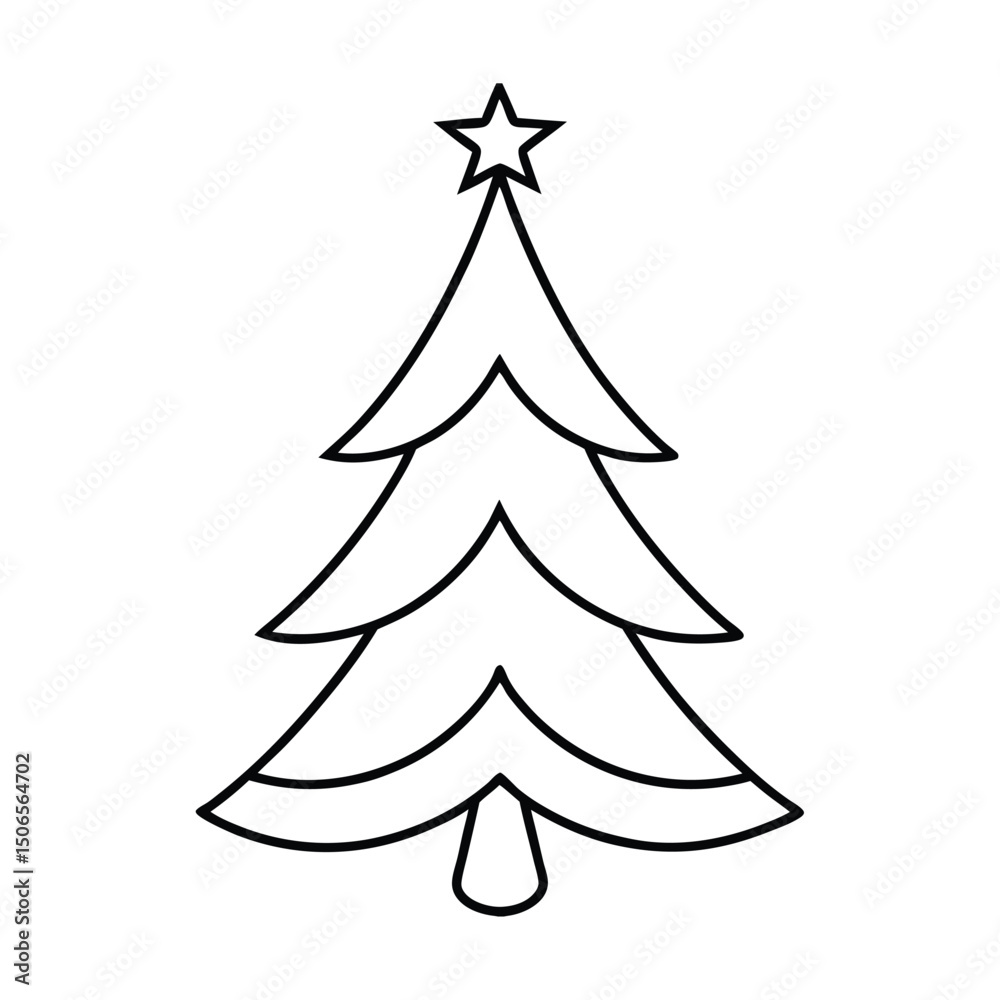 Obraz premium Christmas tree line art vector , Christmas tree silhouette vector 