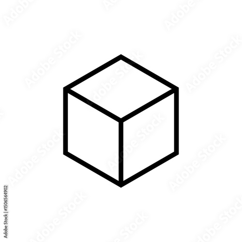 Three dimensional box showing 3d modelling illustration, cubic and box icon template