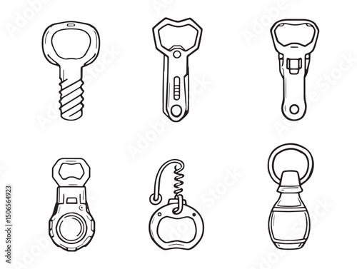 Creative bottle opener line art style for graphic design