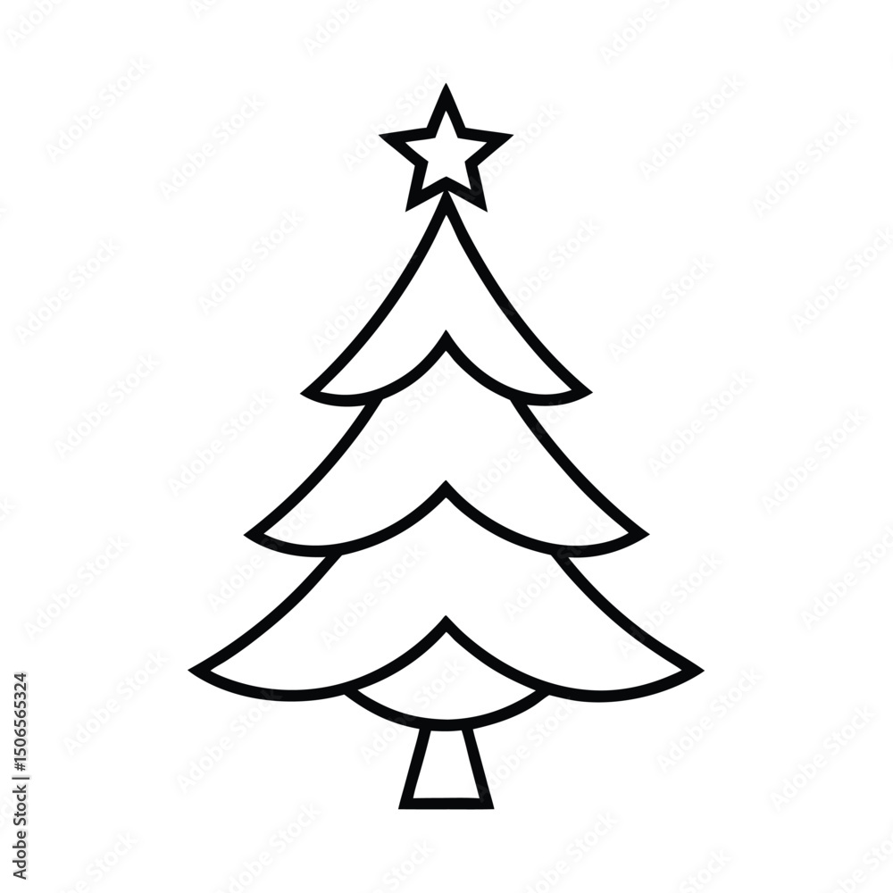 Fototapeta premium Christmas tree line art vector , Christmas tree silhouette vector 