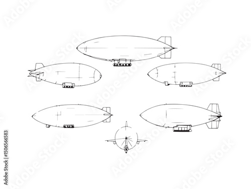 Minimalistic blimp line art suitable for clean design projects