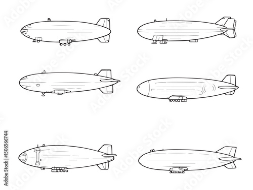 Creative blimp line art style for modern vector illustrations