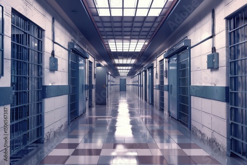 MiddleAged Caucasian Prisoner Behind Bars, Reflecting Diversity and Legal Consequences