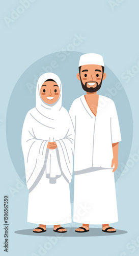 In the Spirit of Hajj: A Couple Dressed for Their Sacred Pilgrimage
