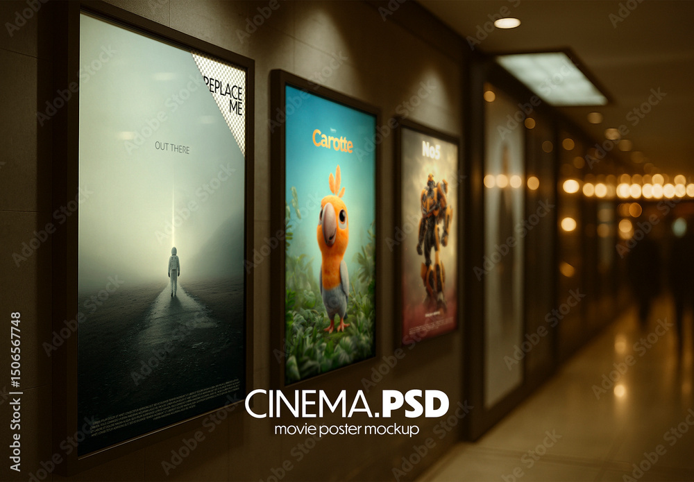 Cinema interior, movie poster mockup Stock Template | Adobe Stock