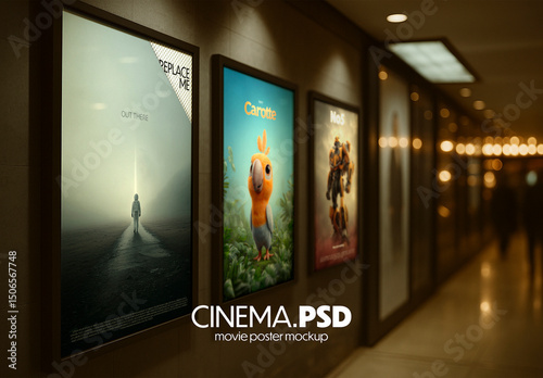 Cinema interior, movie poster mockup