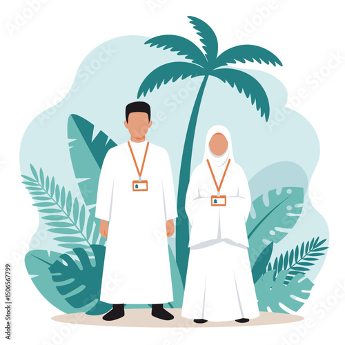 In the Spirit of Hajj: A Couple Dressed for Their Sacred Pilgrimage