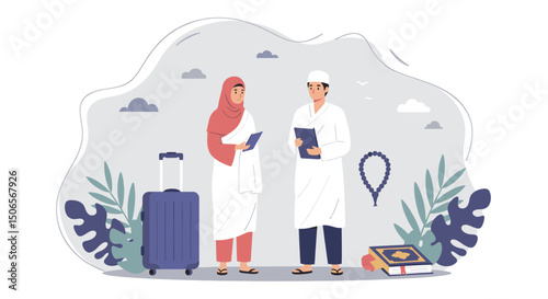In the Spirit of Hajj: A Couple Dressed for Their Sacred Pilgrimage