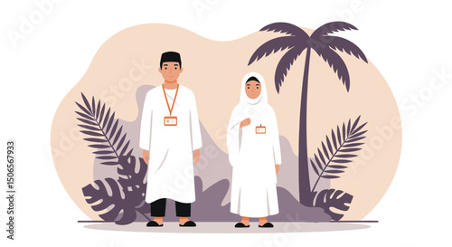 In the Spirit of Hajj: A Couple Dressed for Their Sacred Pilgrimage