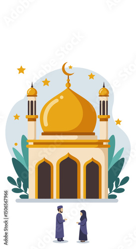 Golden Mosque and Family Unity During a Religious Holiday
