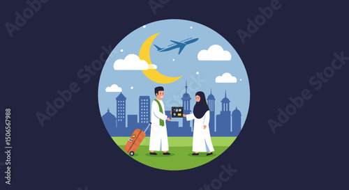 In the Spirit of Hajj: A Couple Dressed for Their Sacred Pilgrimage