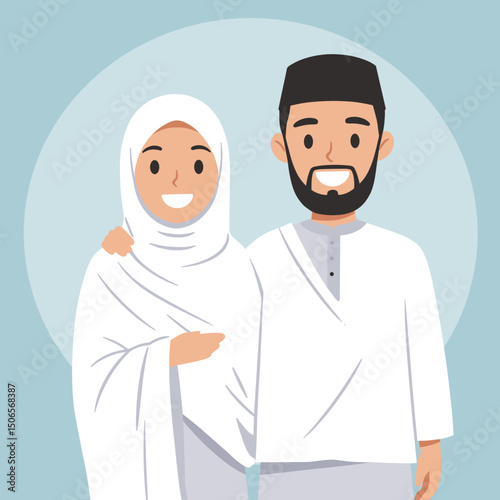 In the Spirit of Hajj: A Couple Dressed for Their Sacred Pilgrimage