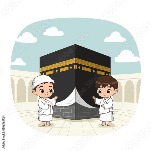 Pilgrims at the Kaaba: A Peaceful Moment of Reflection and Faith
