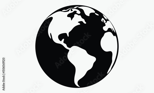 One Line Earth Globe Illustration