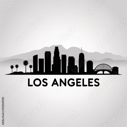 Los Angeles Skyline Silhouette — West Coast Urban Cityscape Vector Illustration
