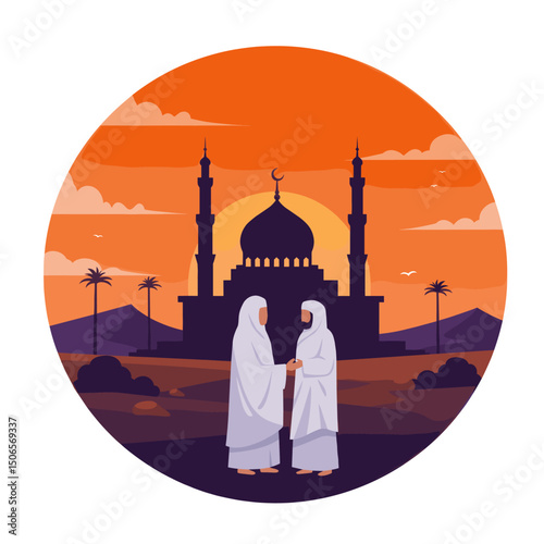 Pilgrims at the Kaaba: A Peaceful Moment of Reflection and Faith