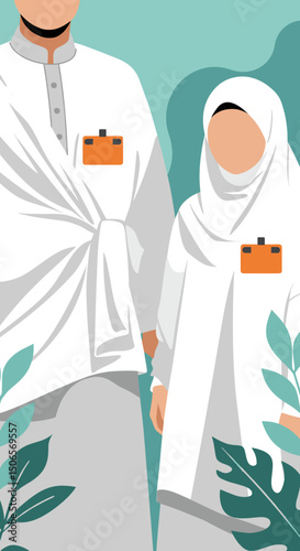 In the Spirit of Hajj: A Couple Dressed for Their Sacred Pilgrimage